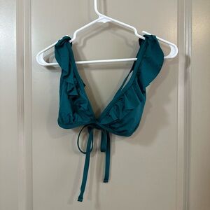 Teal Ruffle Bikini Top